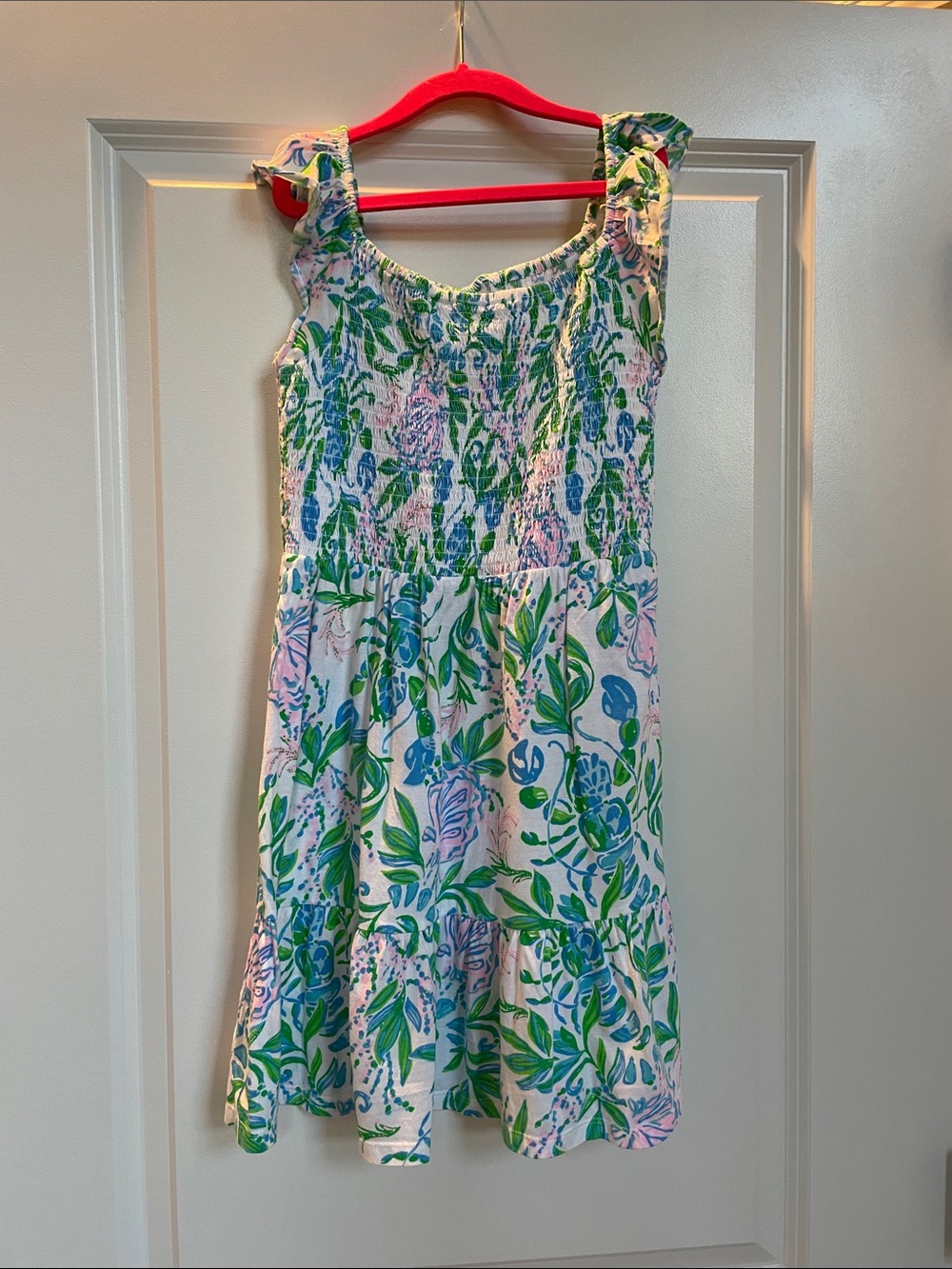 Lilly Pulitzer Pink Dress with Green & Blue Floral Print